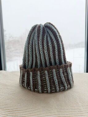Hand Knit 100% wool Striped Beanie
